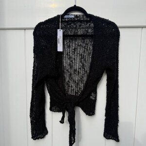 NWT Else and Zoe black sz S/M loose knit cardigan tie up